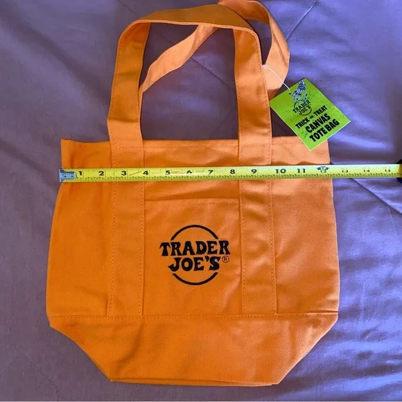 NWT TRADER JOE'S Orange Canvas Tote Bag - Picture 2 of 3